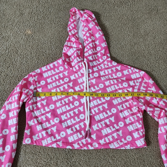 SHEIN x Hello Kitty Pink Cropped Hooded Sweater - Picture 5 of 6